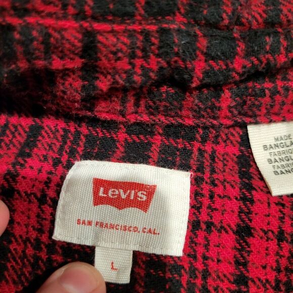 LEVI's Heavy Flannel Plaid Classic Fit Button Up Shirt Men's Size Large - Picture 3 of 7